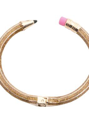 Betsey Johnson Womens Glitter Pencil Bracelet Bangle Gold Sparkle Wrap Design